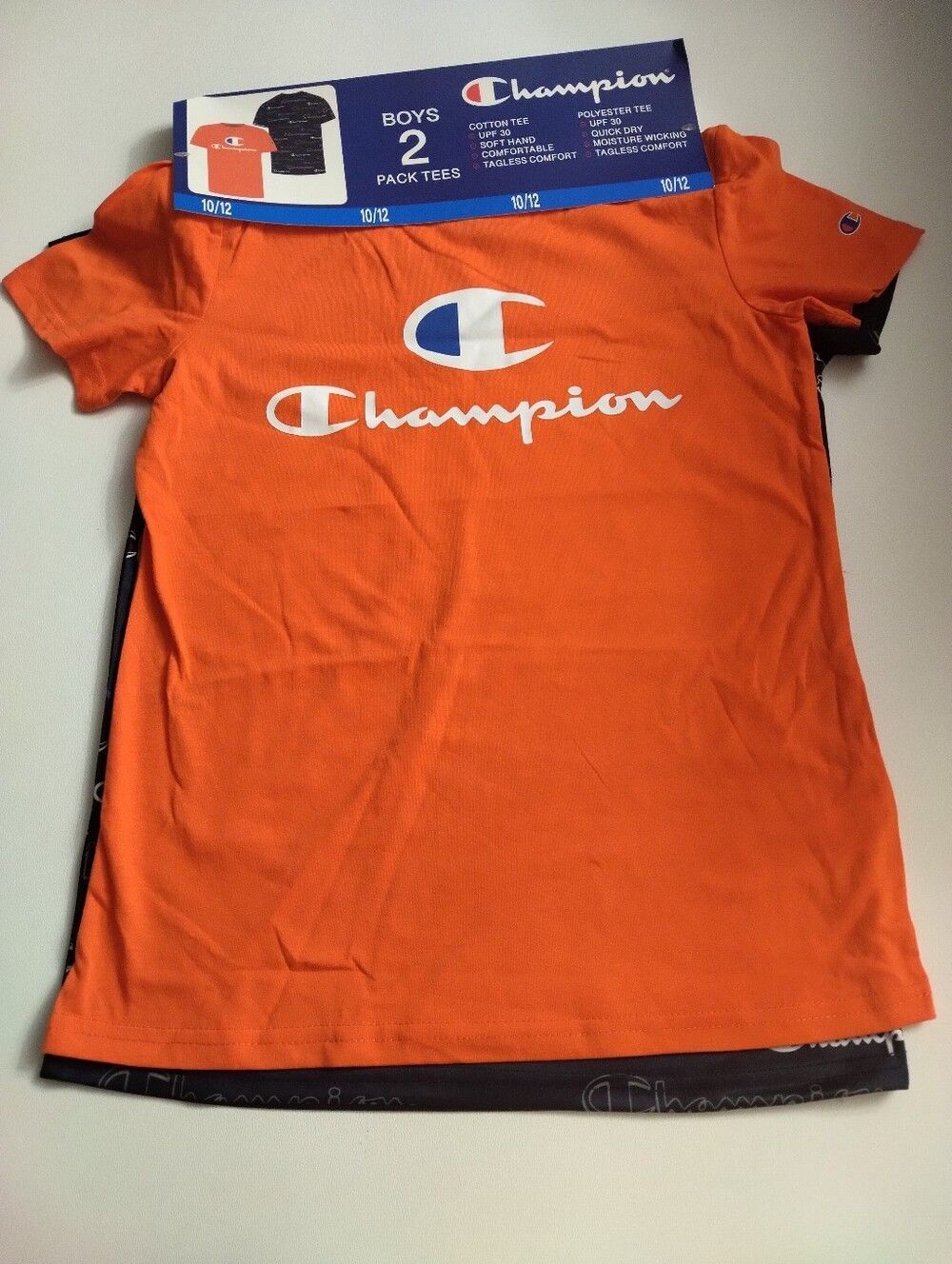 Champion Boys Pack Of 2 Short Sleeve Tees Orange / Black Size 10/12 New